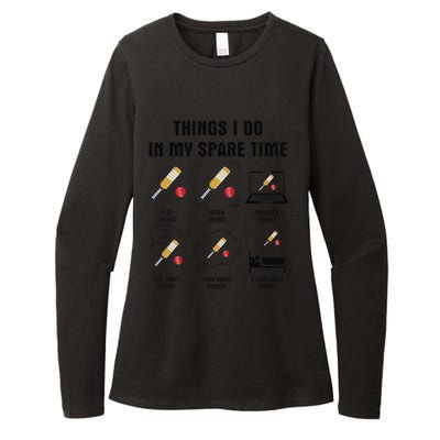 6 Things I Do In My Spare Time Cricket  Womens CVC Long Sleeve Shirt