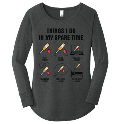 6 Things I Do In My Spare Time Cricket  Women's Perfect Tri Tunic Long Sleeve Shirt