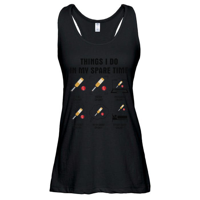 6 Things I Do In My Spare Time Cricket  Ladies Essential Flowy Tank