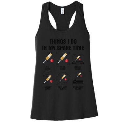 6 Things I Do In My Spare Time Cricket  Women's Racerback Tank