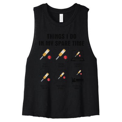 6 Things I Do In My Spare Time Cricket  Women's Racerback Cropped Tank