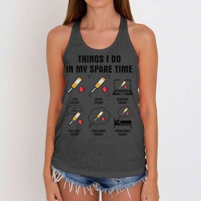 6 Things I Do In My Spare Time Cricket  Women's Knotted Racerback Tank