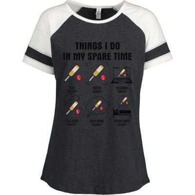 6 Things I Do In My Spare Time Cricket  Enza Ladies Jersey Colorblock Tee