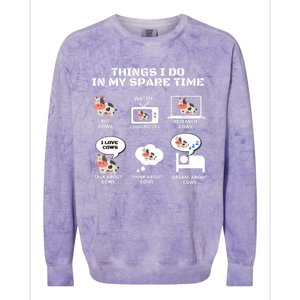 6 Things I Do In My Spare Time ,Farmer Cow Print Cow Stuff Colorblast Crewneck Sweatshirt