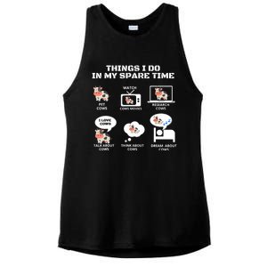 6 Things I Do In My Spare Time ,Farmer Cow Print Cow Stuff Ladies PosiCharge Tri-Blend Wicking Tank