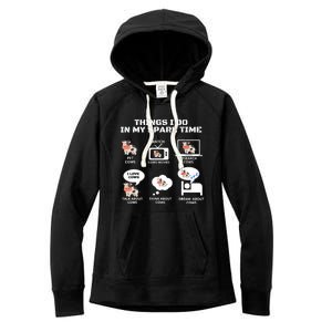 6 Things I Do In My Spare Time ,Farmer Cow Print Cow Stuff Women's Fleece Hoodie