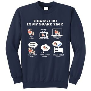 6 Things I Do In My Spare Time ,Farmer Cow Print Cow Stuff Sweatshirt