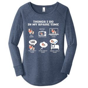 6 Things I Do In My Spare Time ,Farmer Cow Print Cow Stuff Women's Perfect Tri Tunic Long Sleeve Shirt