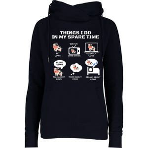 6 Things I Do In My Spare Time ,Farmer Cow Print Cow Stuff Womens Funnel Neck Pullover Hood