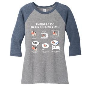 6 Things I Do In My Spare Time ,Farmer Cow Print Cow Stuff Women's Tri-Blend 3/4-Sleeve Raglan Shirt