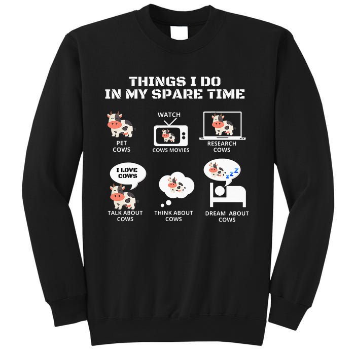 6 Things I Do In My Spare Time Farmer Cow Print Cow Stuff Sweatshirt