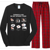 6 Things I Do In My Spare Time Farmer Cow Print Cow Stuff Long Sleeve Pajama Set