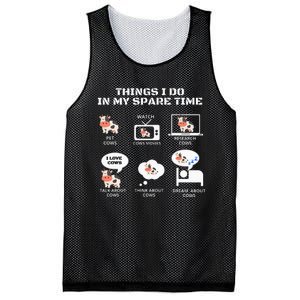 6 Things I Do In My Spare Time Farmer Cow Print Cow Stuff Mesh Reversible Basketball Jersey Tank