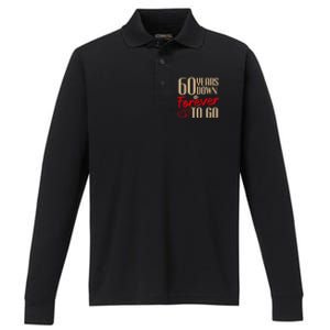 60th Wedding Anniversary Couples Married 60 Years Funny Performance Long Sleeve Polo