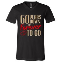 60th Wedding Anniversary Couples Married 60 Years Funny V-Neck T-Shirt