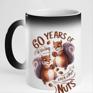 60th Wedding Anniversary Driving Each Other Nuts 60 Years 11oz Black Color Changing Mug