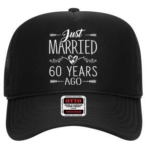 60th Wedding Anniversary - 60 Years Marriage Matching High Crown Mesh Back Trucker Hat