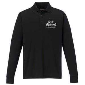 60th Wedding Anniversary Just Married 60 Years Ago Performance Long Sleeve Polo