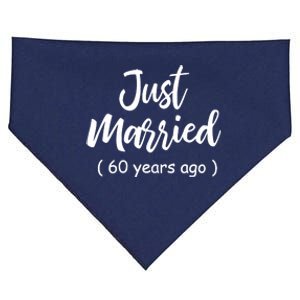 60th Wedding Anniversary Just Married 60 Years Ago USA-Made Doggie Bandana