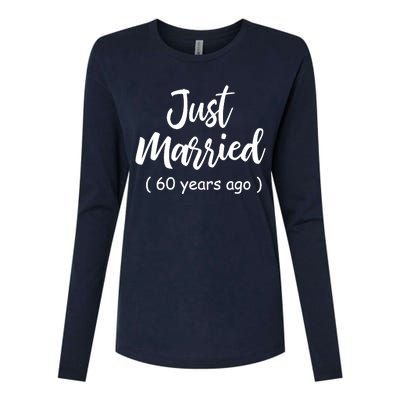 60th Wedding Anniversary Just Married 60 Years Ago Womens Cotton Relaxed Long Sleeve T-Shirt