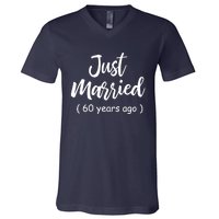 60th Wedding Anniversary Just Married 60 Years Ago V-Neck T-Shirt