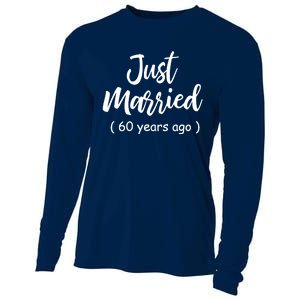 60th Wedding Anniversary Just Married 60 Years Ago Cooling Performance Long Sleeve Crew