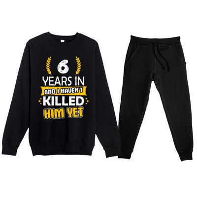 6 Years Anniversary 6th Year Anniversary Gift Idea For Her Premium Crewneck Sweatsuit Set