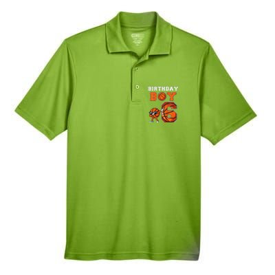 6 Year Basketball Birthday Boy 6th Birthday Party Basketball Men's Origin Performance Pique Polo