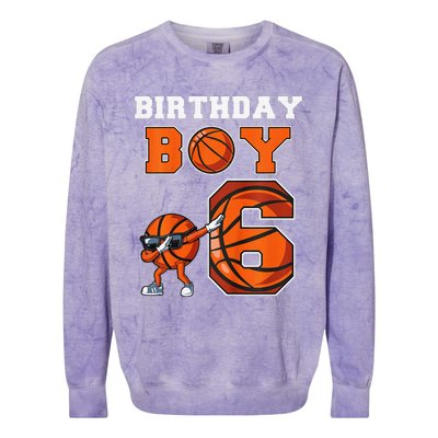 6 Year Basketball Birthday Boy 6th Birthday Party Basketball Colorblast Crewneck Sweatshirt