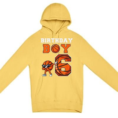 6 Year Basketball Birthday Boy 6th Birthday Party Basketball Premium Pullover Hoodie