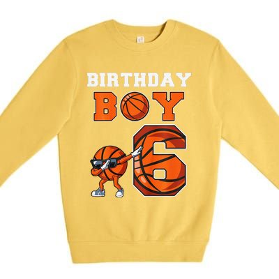 6 Year Basketball Birthday Boy 6th Birthday Party Basketball Premium Crewneck Sweatshirt