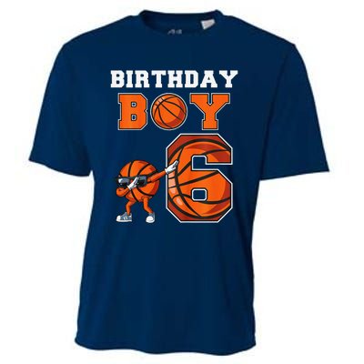 6 Year Basketball Birthday Boy 6th Birthday Party Basketball Cooling Performance Crew T-Shirt