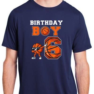 6 Year Basketball Birthday Boy 6th Birthday Party Basketball Adult ChromaSoft Performance T-Shirt