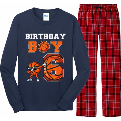 6 Year Basketball Birthday Boy 6th Birthday Party Basketball Long Sleeve Pajama Set