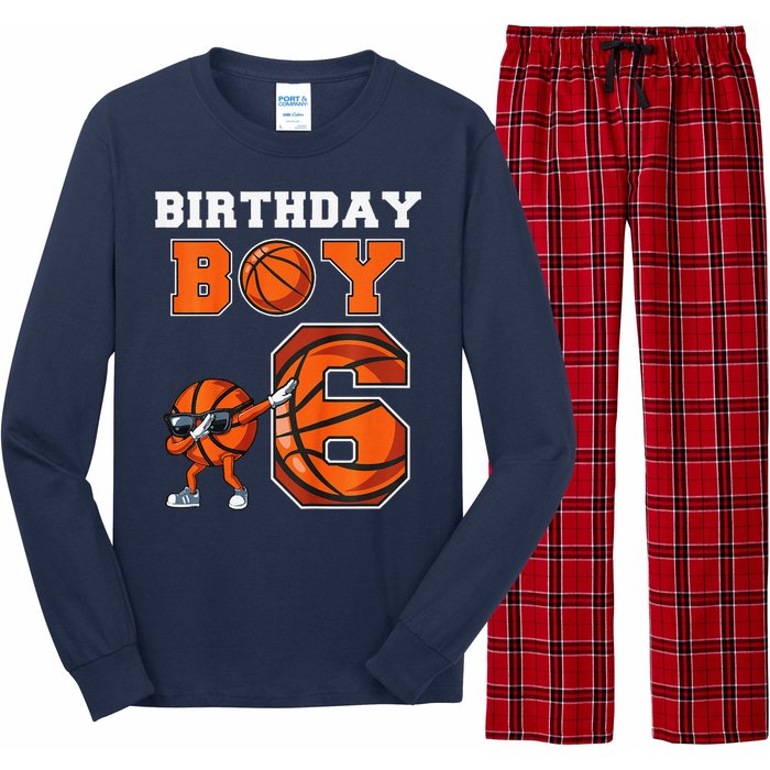 6 Year Basketball Birthday Boy 6th Birthday Party Basketball Long Sleeve Pajama Set