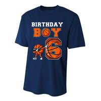 6 Year Basketball Birthday Boy 6th Birthday Party Basketball Performance Sprint T-Shirt