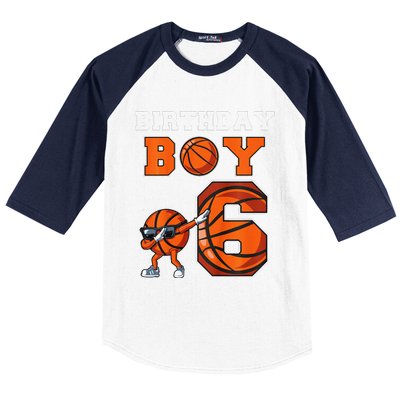 6 Year Basketball Birthday Boy 6th Birthday Party Basketball Baseball Sleeve Shirt