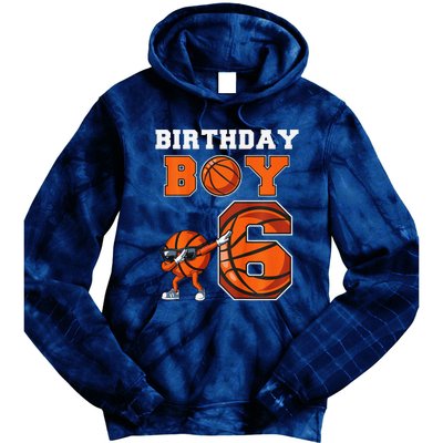 6 Year Basketball Birthday Boy 6th Birthday Party Basketball Tie Dye Hoodie