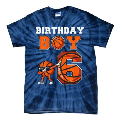 6 Year Basketball Birthday Boy 6th Birthday Party Basketball Tie-Dye T-Shirt