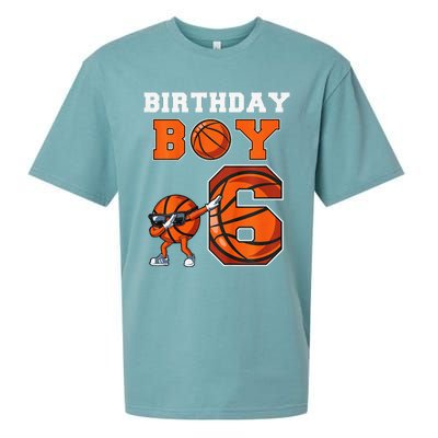 6 Year Basketball Birthday Boy 6th Birthday Party Basketball Sueded Cloud Jersey T-Shirt