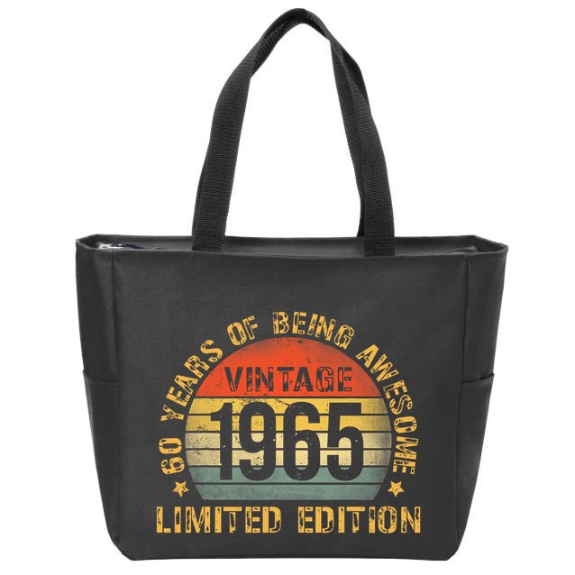 60 Year Birthday Decorations Gag 60yr 1965 60th Birthday Zip Tote Bag