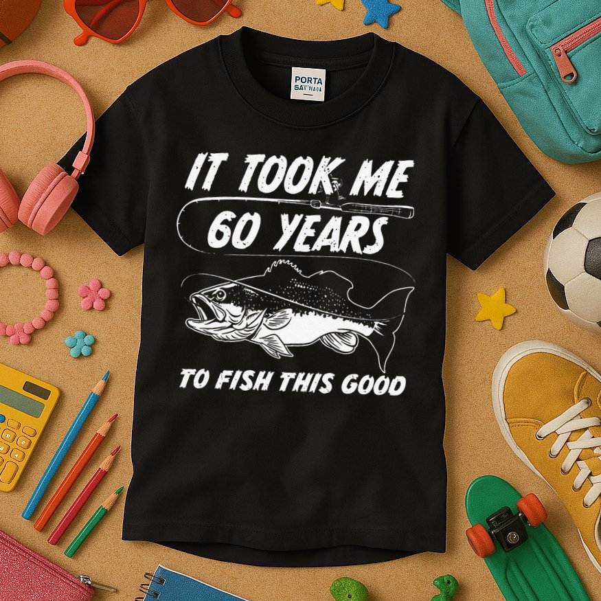 60 Year Old Birthday Fisherman Gifts 60th Fishing Kids T-Shirt