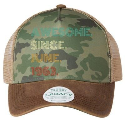 60 Years Old Awesome Since June 1963 60th Birthday Legacy Tie Dye Trucker Hat