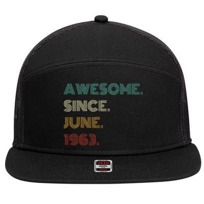 60 Years Old Awesome Since June 1963 60th Birthday 7 Panel Mesh Trucker Snapback Hat