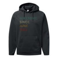 60 Years Old Awesome Since June 1963 60th Birthday Performance Fleece Hoodie