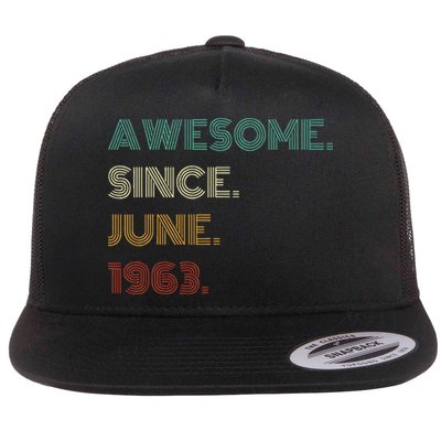60 Years Old Awesome Since June 1963 60th Birthday Flatbill Hat