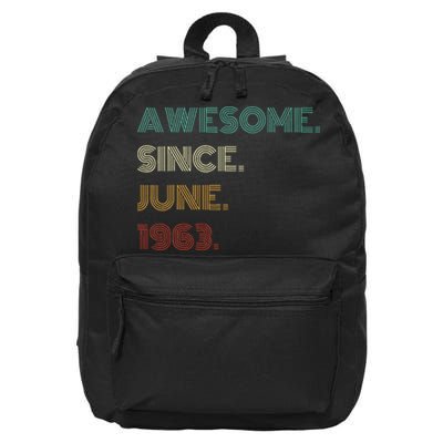 60 Years Old Awesome Since June 1963 60th Birthday 16 in Basic Backpack