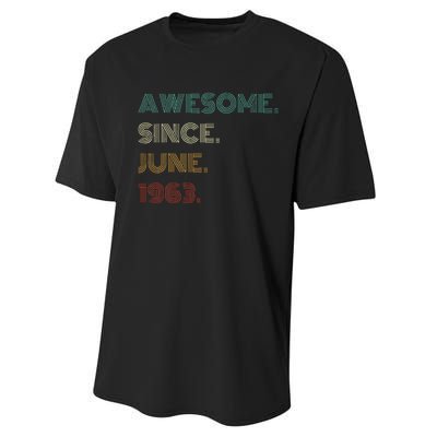 60 Years Old Awesome Since June 1963 60th Birthday Performance Sprint T-Shirt