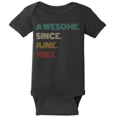 60 Years Old Awesome Since June 1963 60th Birthday Baby Bodysuit