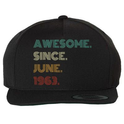 60 Years Old Awesome Since June 1963 60th Birthday Wool Snapback Cap